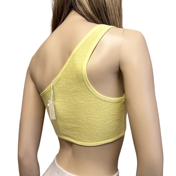 ZARA Crop Top Tank Shirt Cotton Blend Micro Terry One Shoulder Leisure Bra - Picture 4 of 11